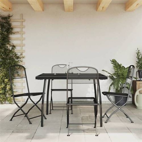 Non Communiqué Gris Vidaxl Ensemble À Manger De Jardin 5 Pcs Anthracite Métal Maille 3211811