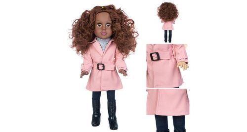Mignon cheveux bouclés poupée coupe-vent veste princesse vinyle enfants jouet - multicolore