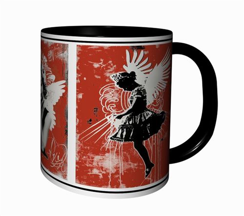 Non Communiqué Noir/Blanc/Orange Mug Tasse À Café - Mug Artistique Ange 4524