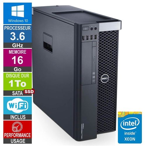 Dell T3600 Xeon E5-1620 3.80Ghz 16Go/1To SSD Quadro K2000 WiFi W10