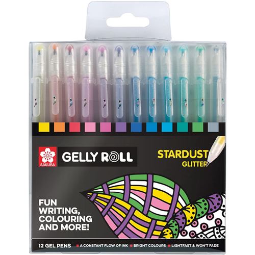 Sakura Stylo roller encre gel Gelly Roll Stardust &eacute;tui de 12