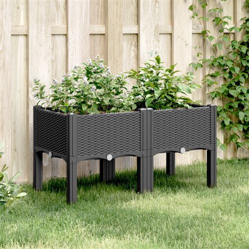 VIDAXL - Jardinière avec pieds - Noir - 80x40x42 cm - Image 3