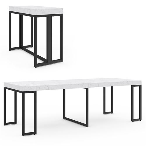 ID Market - Table console extensible - Effet marbre - Blanc - 235 cm - Image 3