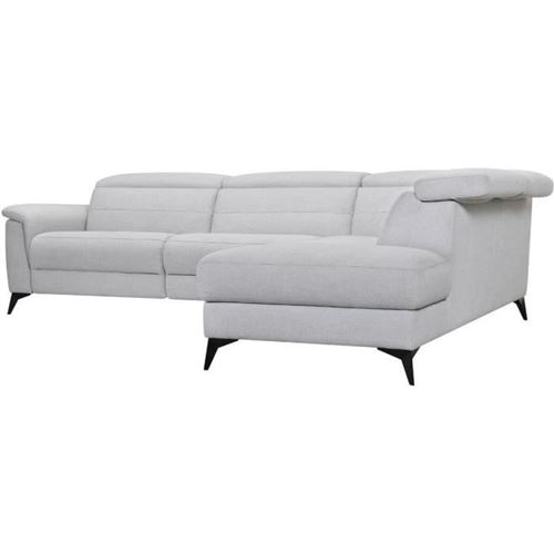 Canape dangle droit avec 1 place relax electrique - Tissu gris - L 292 x P 232 x H 99 cm - MELBOURNE