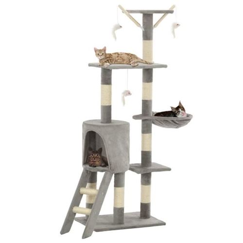 Vidaxl - Arbre &agrave; chat avec griffoirs en sisal 138 cm Gris