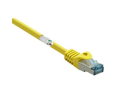 Basetech BT-1715435 RJ45 Câble réseau, câble patch CAT 6a S/FTP 30.00 m jaune avec cliquet dencastrement, ignifuge