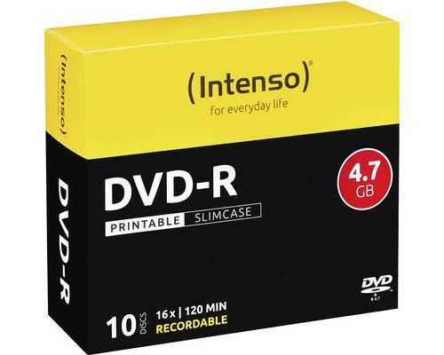 Intenso - 10 x DVD-R (G) - 4.7 Go (240 minutes) 16x - surface imprimable par jet d'encre - boîtier CD étroit
