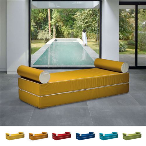 Canapé-lit double modulable de conception modulaire avec coussins Free Bed, Couleur: Jaune