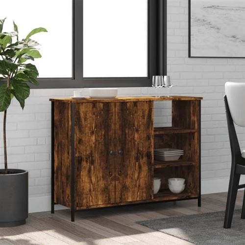vidaXL - Buffet - Chêne Fumé - 100x33x75 cm - Image 2