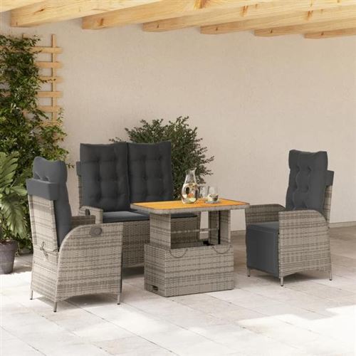 Non Communiqué Gris Vidaxl Ensemble À Manger De Jardin Avec Coussins 4 Pcs, Table De Terrasse, Meubles De Patio, Mobilier D'extérieur, 3277468