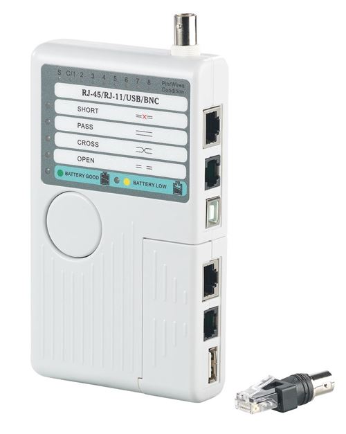 Testeur de câbles 4 en 1 pour RJ-45, RJ-11, USB A+B, BNC