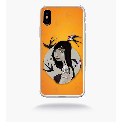 Coque Illustration Fond Orange Compatible Apple Iphone X Bord Transparent
