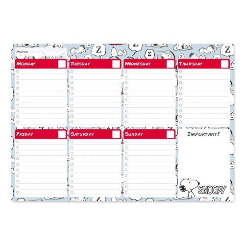 Bloc-Notes Semainier A4 Snoopy Rebel With Paws