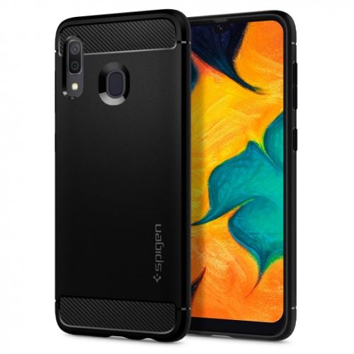Spigen Rugged Armor - Achterzijde behuizing voor mobiele telefoon - robuust - thermoplastic polyurethaan (TPU) - matzwart - voor Samsung Galaxy A30