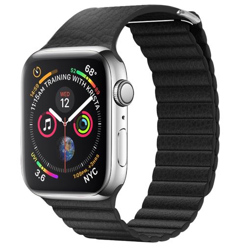 Bracelet en cuir véritable bouclage noir pour votre Apple Watch Series 4 44mm/Series 3 2 1 42mm