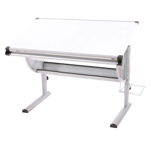 Mendler Blanc Bureau Enfant Oxford, Plateau Inclinable, Hauteur Réglable, - Image 3