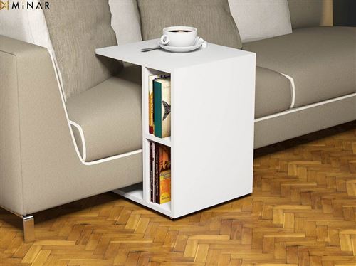 HOMEMANIA Table Basse Ceylin Porte-Revues, Livres - avec Étagères - pour Salon, Canapé - Blanc en Bois, 45 x 35 x 57,5 cm