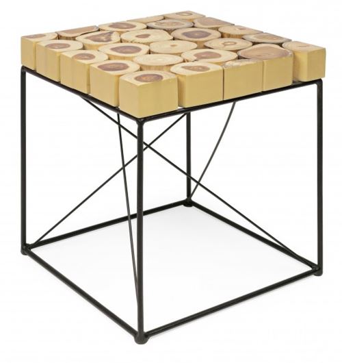 Table basse en bois de teck coloris noir - Dim : L 41 x P 41 x H 47cm -PEGANE-