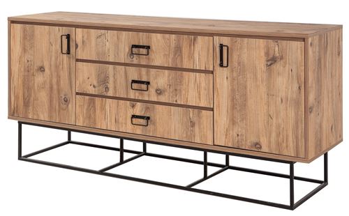 BOBOCHIC Buffet bas 180cm KOHI Pin Atlantique Noir