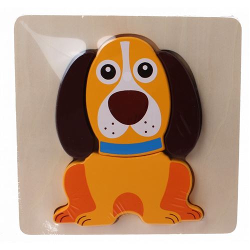 Puzzle en bois chien JOUECO bois ecologique 4 pieces bebe enfant