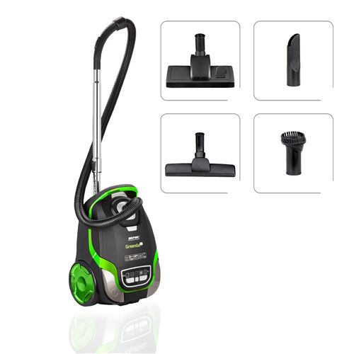 MPM MOD-32 Aspirateur traîneau avec sac 4,5 l, silencieux, accessoires divers 600W Verde