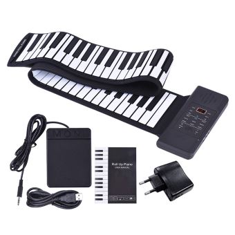 14€02 sur Portable Piano Silicon 88 Clés main Roll Up USB électronique  clavier intégré Li-ion rechargeable et haut-parleur avec une pédale, Piano  numérique, Top Prix