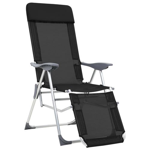 vidaXL Campingstoelen met voetensteun inklapbaar aluminium zwart 2 st