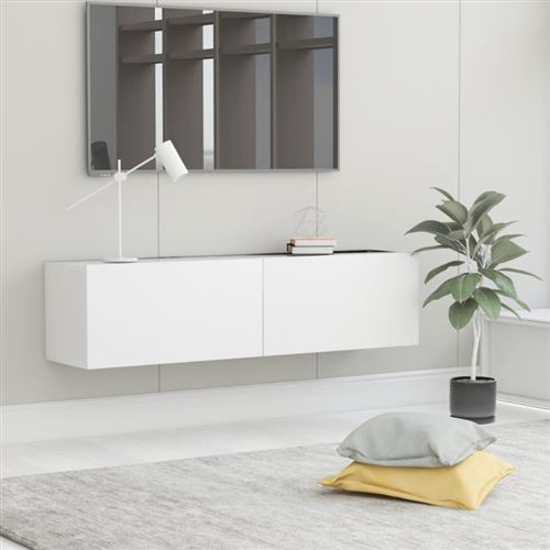 Meuble TV Blanc 120x30x30 cm Bois d'ingénierie