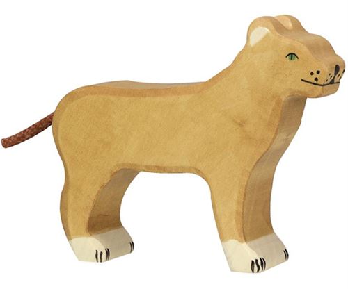 Holztiger Marron Clair Figurine En Bois Lionne