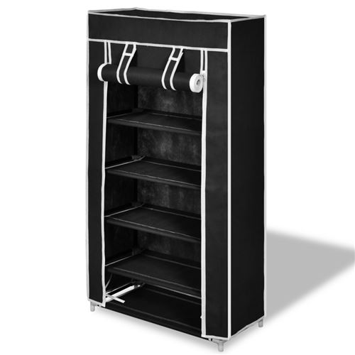 Armoires chaussure étagère 10 paires tissu noir