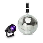 Pack lumière débutant Projecteur à LED UV + Boule à facettes 20 cm + moteur