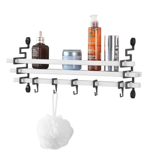 Etagère Design murale avec 5 crochets mobiles - Cuisine Salle de Bain Douche Entrée SoBuy® FRG173-W