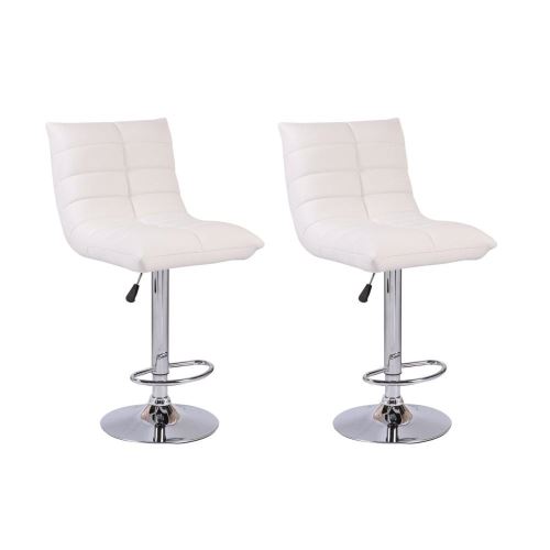 Lot de 2 chaises de Bar COOL en tissu enduit polyuréthane simili façon cuir blanc