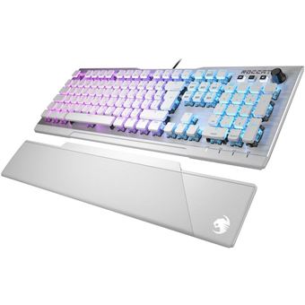 ROCCAT VULCAN 122 AIMO - Clavier - avec roue médias - rétro-éclairé - USB - Français - commutateur : Roccat Titan switches - blanc, argent