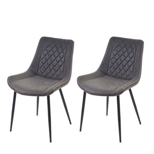 2x chaise de salle à manger MENDLER HWC-E56 similicuir imitation daim gris foncé