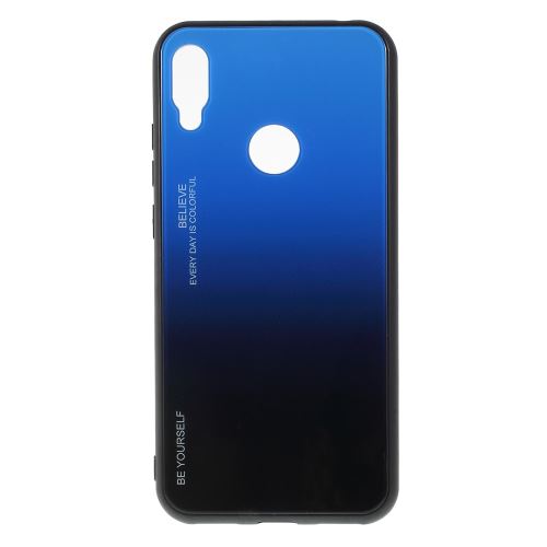 Coque en TPU verre hybride dégradé bleu/noir pour votre Huawei Y6 (2019 with Fingerprint Sensor)/Y6 Prime (2019)