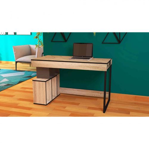 Bureau à niches de rangement latérales en bois - BU4015