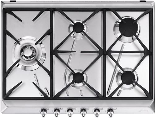 Smeg Se775Gh5 - Table De Cuisson Au Gaz - 5 Plaques De Cuisson - Niche - Largeur : 56 Cm - Profondeur : 47.8 Cm - Acier Inoxydable