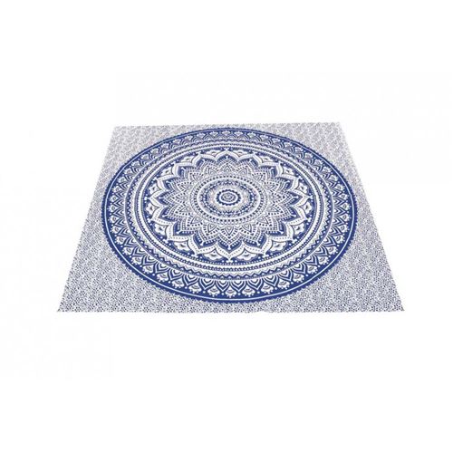 Plaid fouta en coton carré 180x180 cm MUMBAI bleu, par Soleil d'ocre