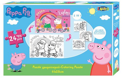 Luna puzzle en couleurs 2-en-1 Peppa Pig filles 41 x 28 cm 4-pièces