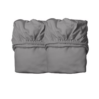 Leander - Lot de 2 draps housse bébé en coton BIO, Gris - - 1