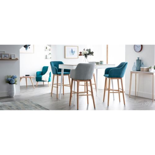 Table Haute Scandinave Blanc Et Bois Stripe Achat Prix Fnac