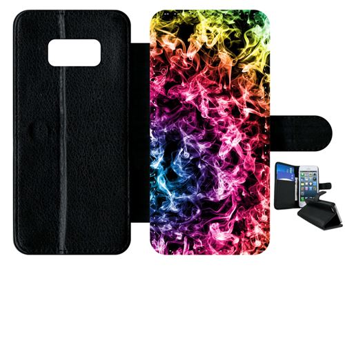 Etui à rabat samsung galaxy s8 smoke fume arc en ciel