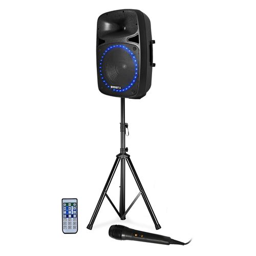 SYSTEME DE SONORISATION BOOST-PK15A-SET avec TUNER FM, Lecteur USB/SD + BLUETOOTH 15/38CM - 500W