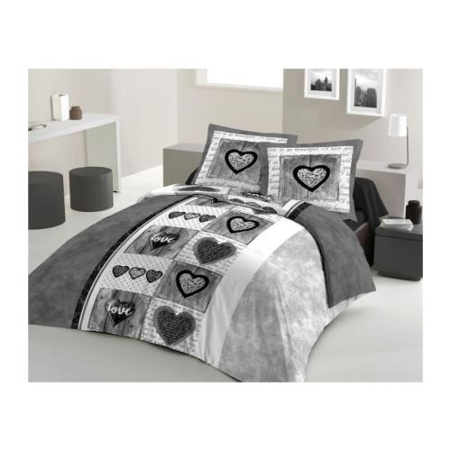 LOVELY HOME Parure de couette Coton SWEET HEART Anthracite 200x200cm