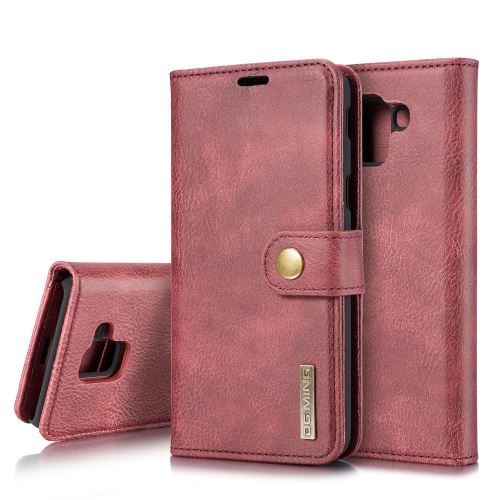 Etui en PU détachable 2-en-1 divisible rouge pour votre Samsung Galaxy J6 (2018)
