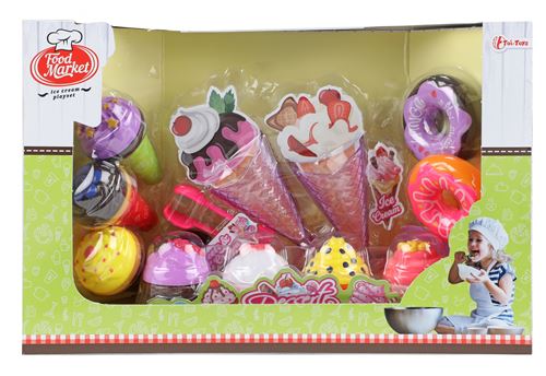 Toi-Toys Food Marketset de jeu rose junior 12 pièces