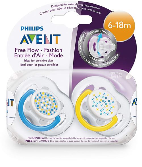 Philips Avent SCF180/27 Sucette Aérée Motif Tendance 6-18 Mois - Pack de 2