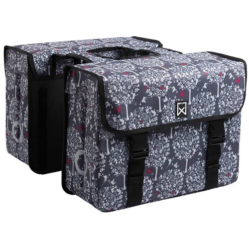Willex Sacoches de vélo 36 L Arbres fantastiques Gris et fuchsia 13962