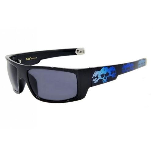 lunette de soleil Locs cranes bleu dégradés sur le coté biker homme rock